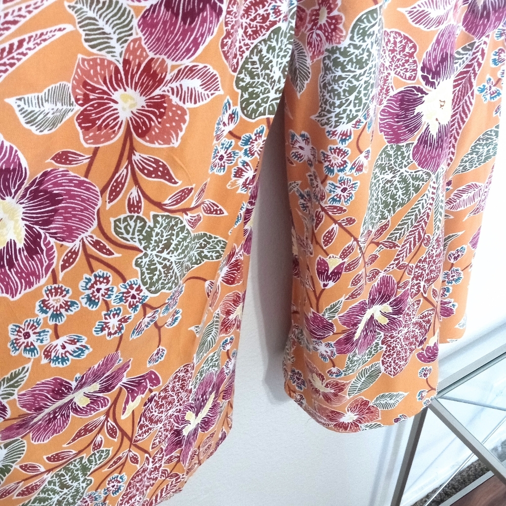 Christian Siriano Rayon Orange Floral Beachy Wide Leg Pants - Picture 4 of 8